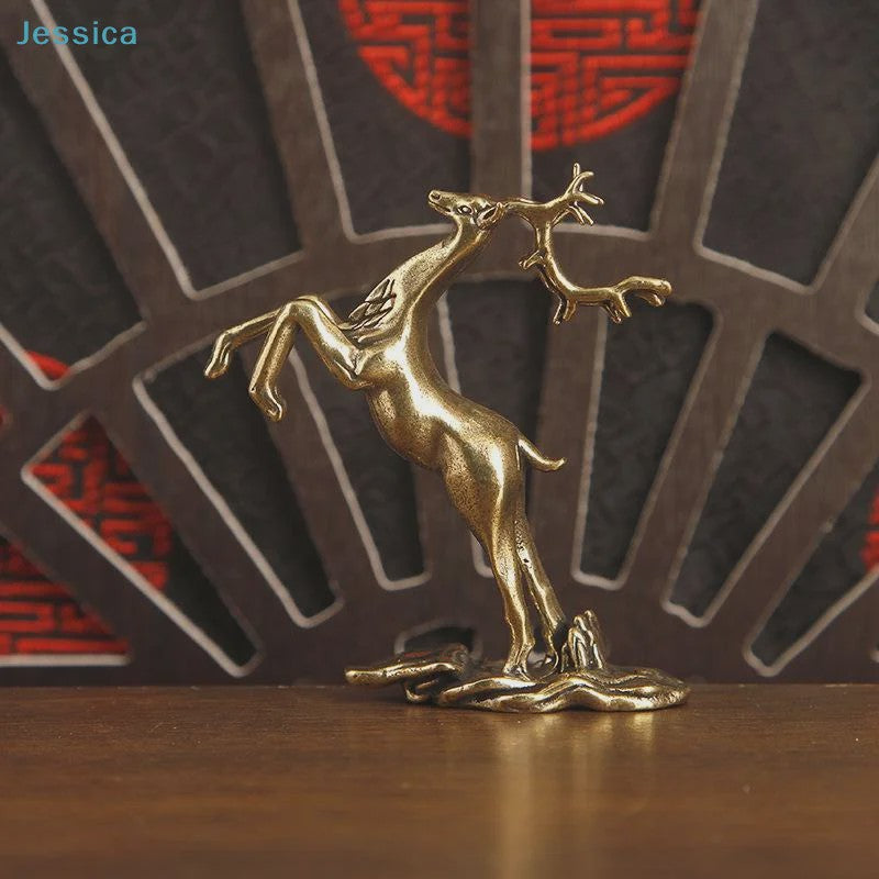 Abstract Messing Hertenbeeld - Vintage Rendier Sculptuur voor Thuis & Kantoor