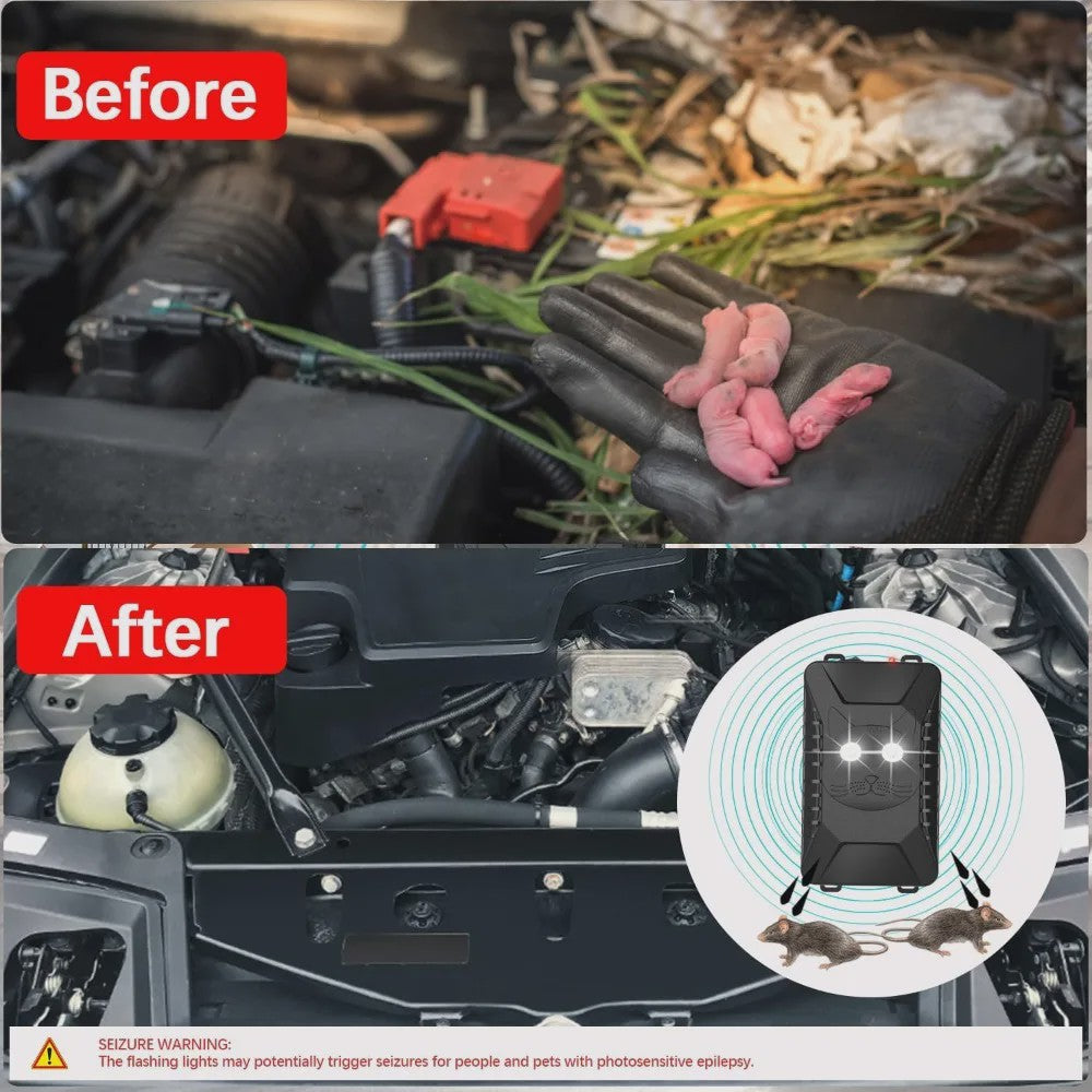 Ultrasone Ongedierteverjager voor Auto, Garage & Huis - Met Lichtflitsen
