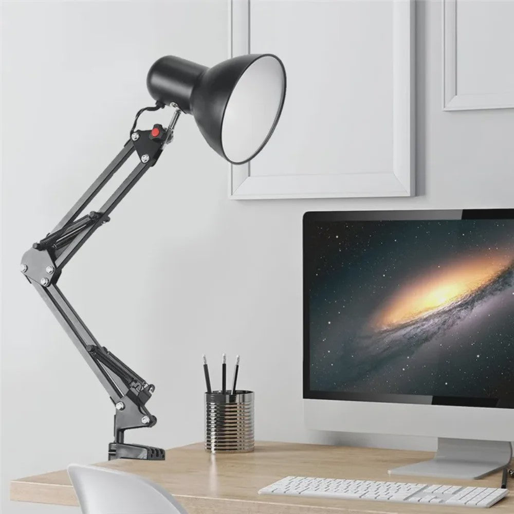 Verstelbare Zwanenhals Bureaulamp met Klem - Flexibele Studielamp voor E27/E26