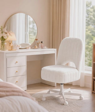 Comfortabele Make-up Stoel met Opbergruimte, Verstelbaar & Opvouwbaar - Wit