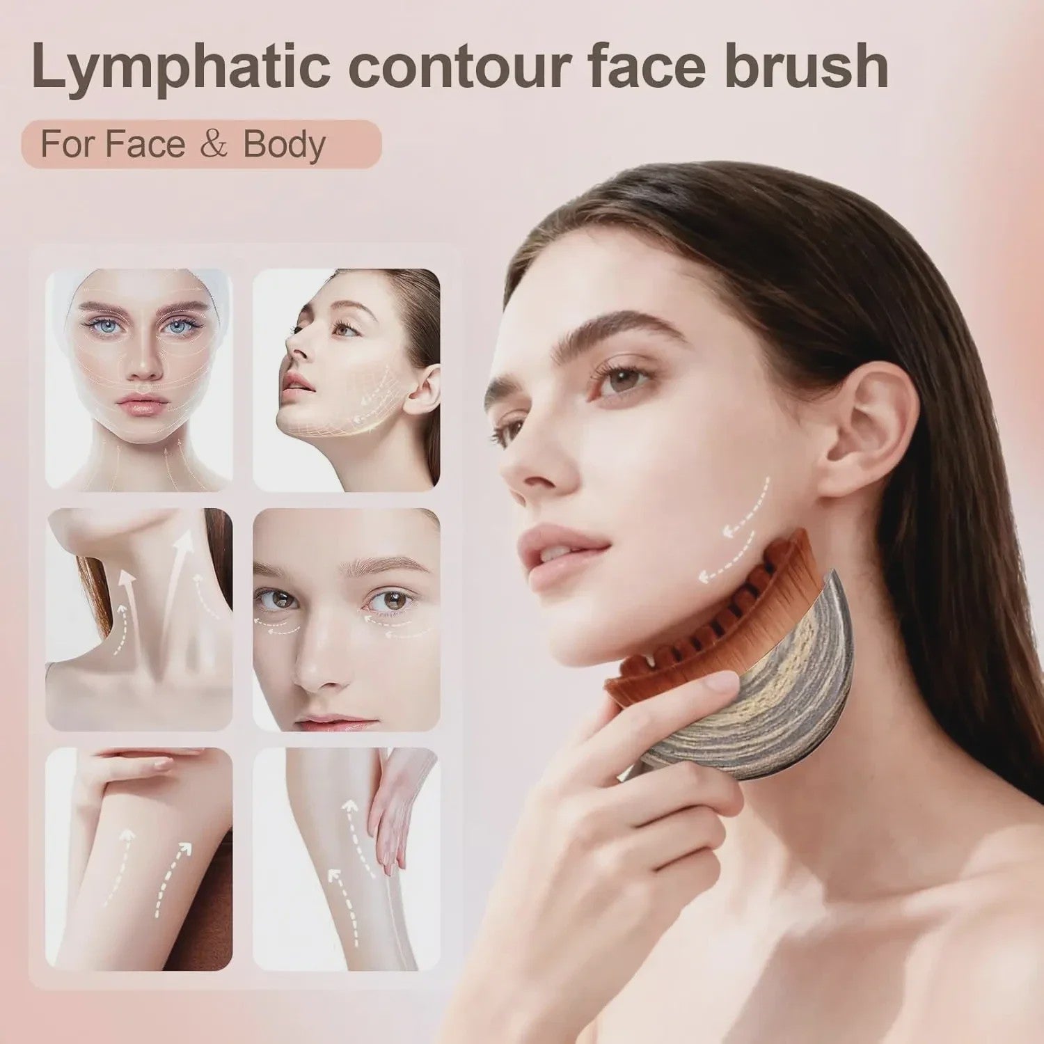 Lymfatische Contour Gezichtsbruis - Ergonomische Massage Tool voor Gezicht & Lichaam