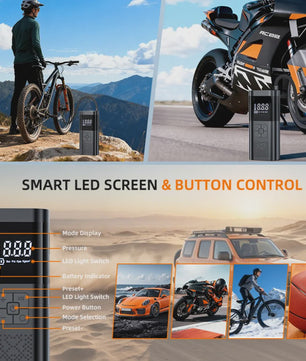 Draadloze Draagbare Bandenpomp met Drukmeter - Compacte Luchtcompressor voor Auto, Fiets & Meer