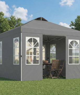 Outsunny Pop-Up Partytent 3x3m met Verstelbare Hoogte en Afneembare Zijwanden