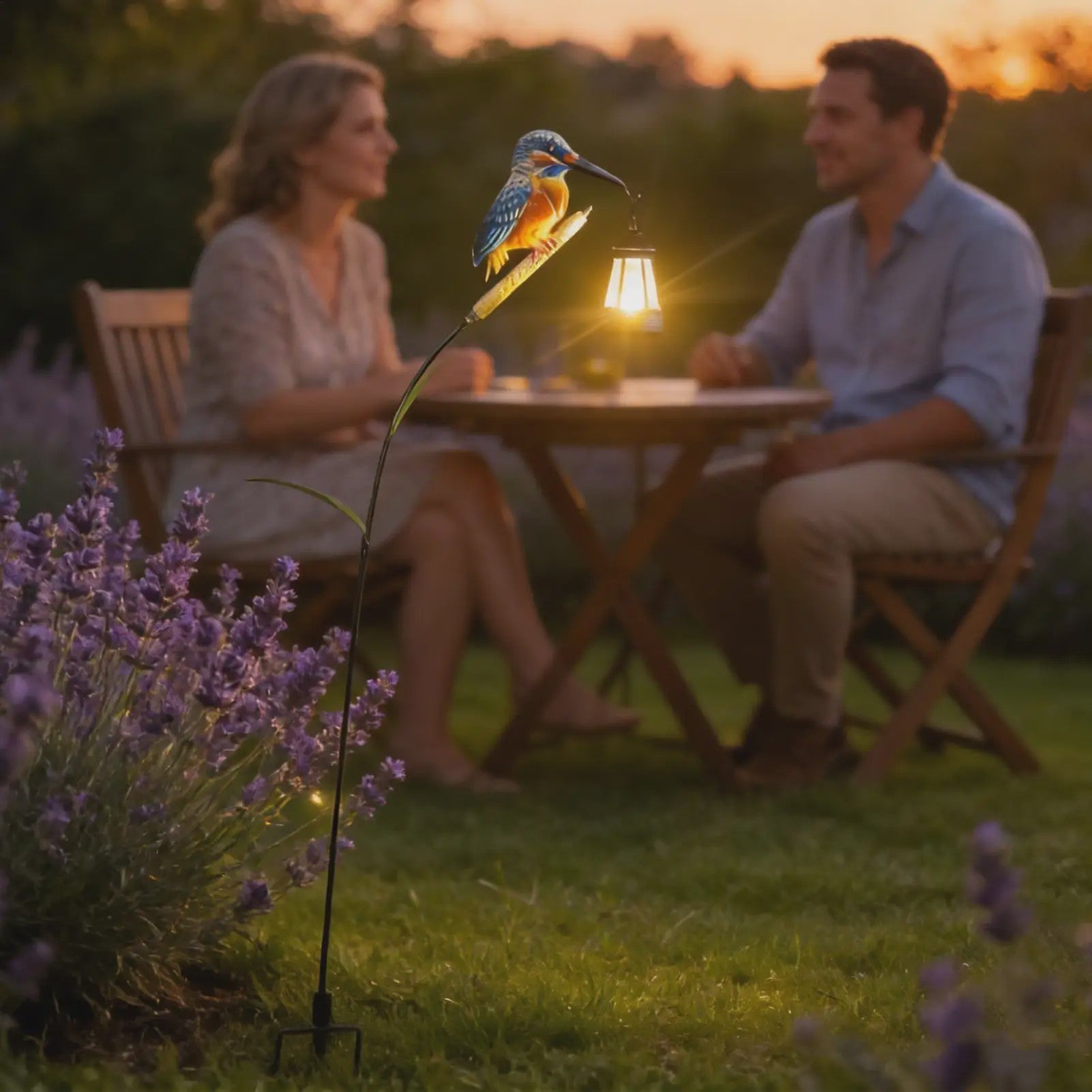 Zonne-energie IJsvogel Tuinlamp met Lantaarn - Waterdicht & Decoratief
