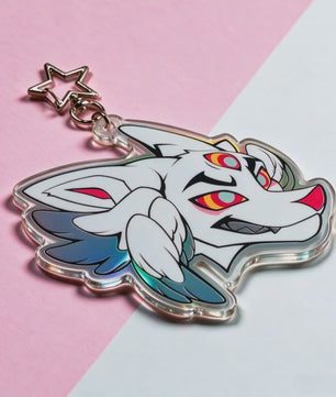 Unieke Vleugels Wolf Sleutelhanger met Derde Oog - Furry Anthro Charm voor Tas Decoratie
