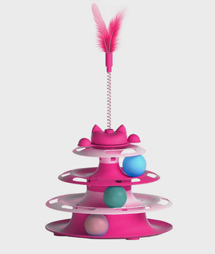 Interactieve Katten Toren Speelgoed met Balletjes en Veer - Zelfentertainment & Anti-verveling