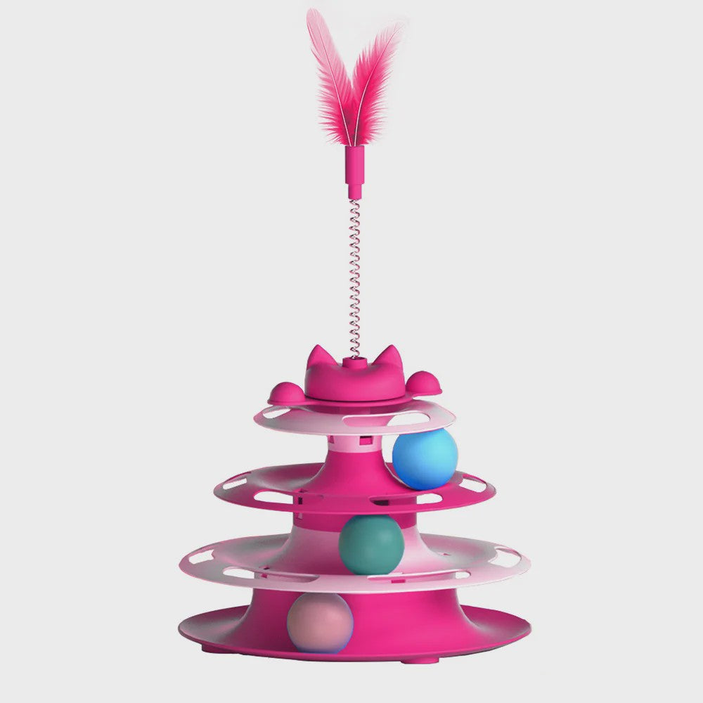 Interactieve Katten Toren Speelgoed met Balletjes en Veer - Zelfentertainment & Anti-verveling