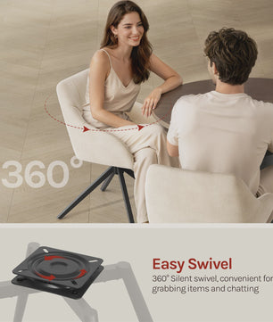 Set van 2 Chenille Eetkamerstoelen - 360° Draaibaar, Ergonomisch & Comfortabel