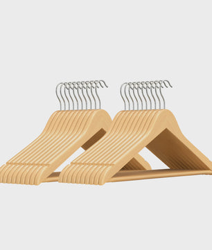 Set van 20 Houten Kledinghangers met Antislip, 360° Draaibare Haak en Inkepingen