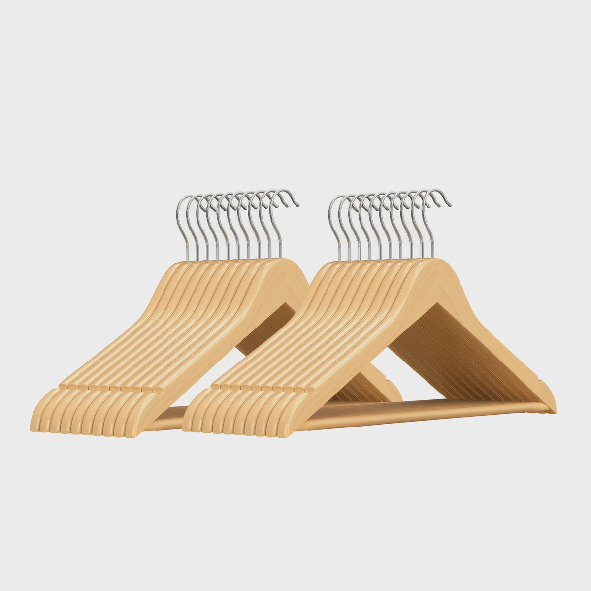 Set van 20 Houten Kledinghangers met Antislip, 360° Draaibare Haak en Inkepingen