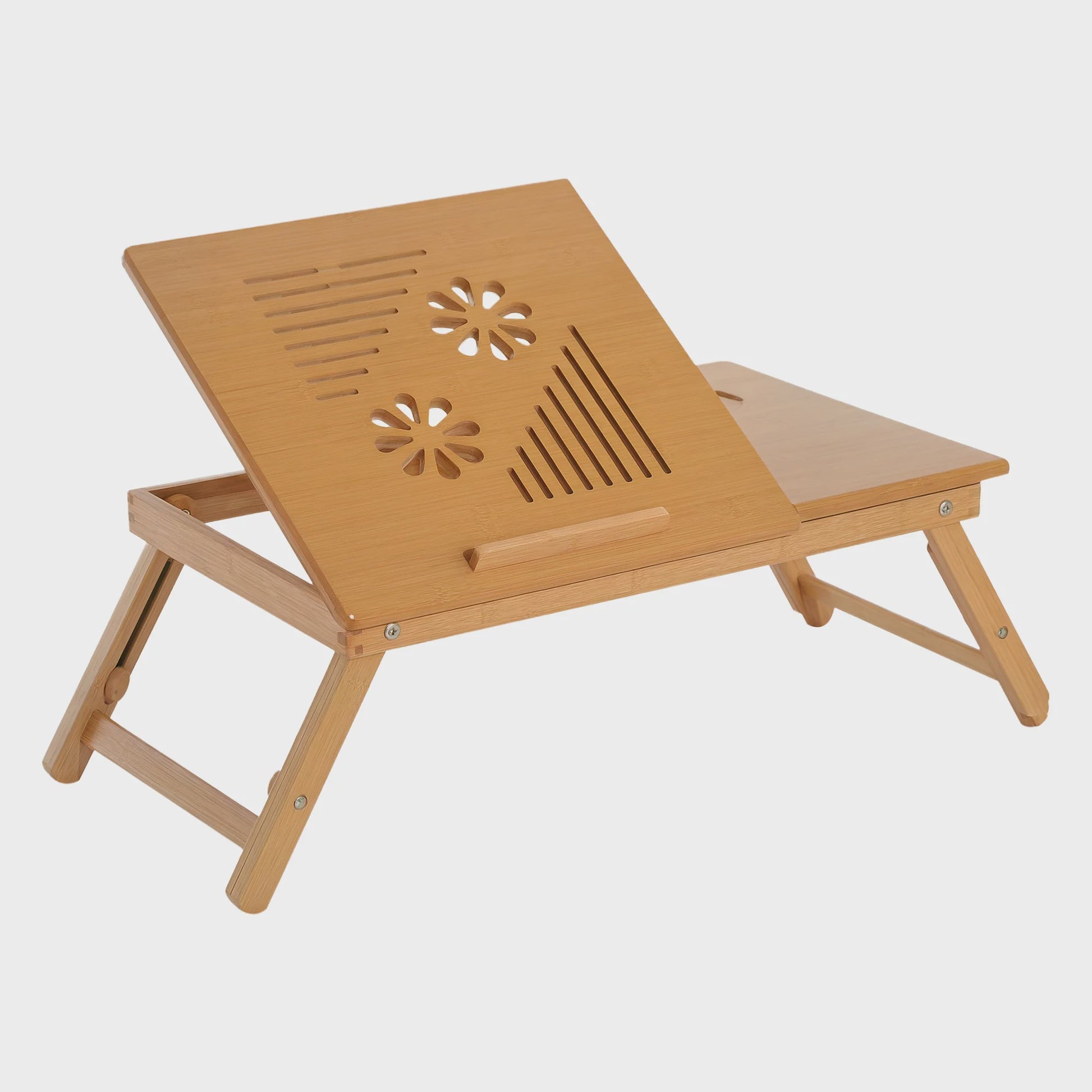 Bamboe Laptoptafel Bedtafel met Verstelbare Hoogte en Kantelbaar Bureau