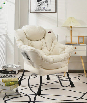 Moderne Beige Fauteuil met Zijvak - Comfortabele Relaxstoel