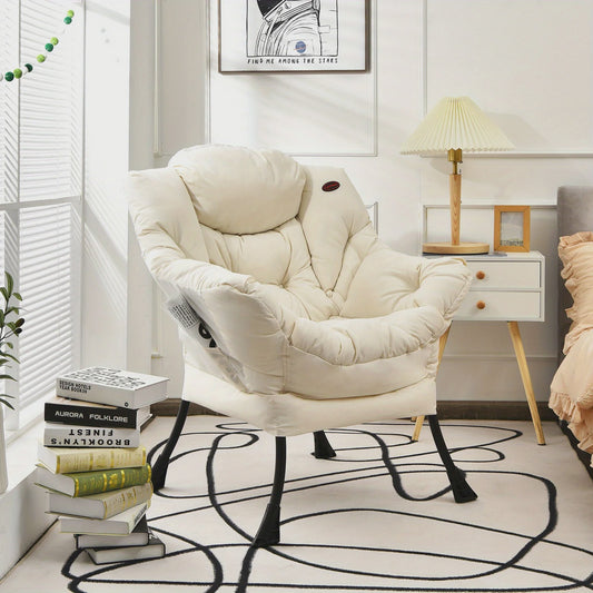Moderne Beige Fauteuil met Zijvak - Comfortabele Relaxstoel