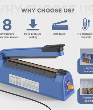 200mm Impuls Sealer: Professionele Hitteverzegelaar voor Voedsel, Plastic & Kraft Zakken