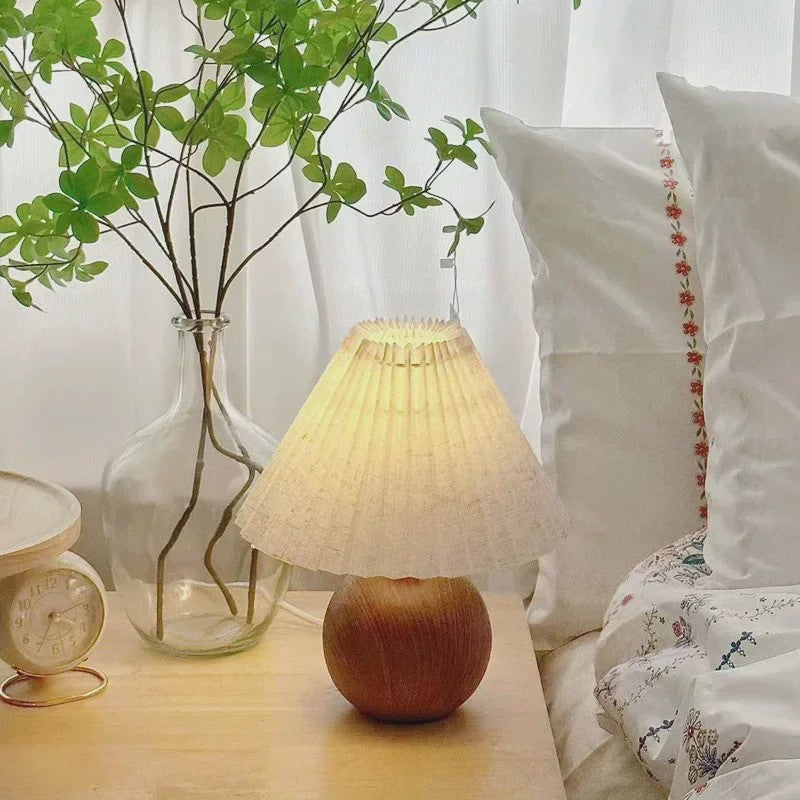 Nordic Plissé Tafellamp met USB & Sfeerverlichting - Sfeervol Decoratief Nachtlampje