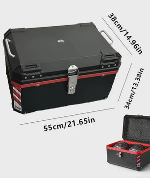 Motorbagagekoffer 68L Zwart met Interieur, Reflectoren & Montagebasis - Outdoor Ritten