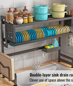 2-Laags Afdruiprek Boven Spoelbak - Multifunctionele Keuken Organizer