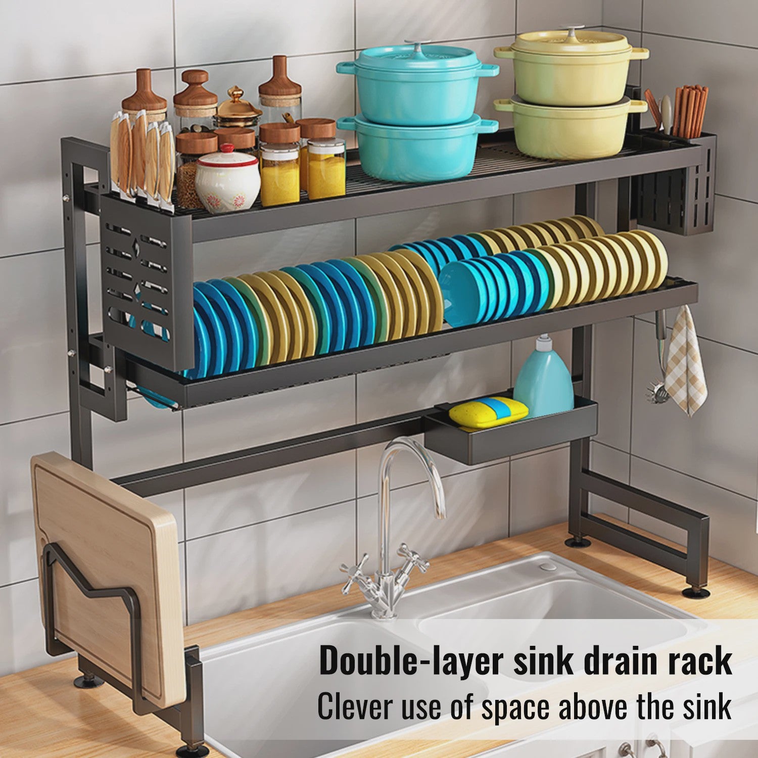 2-Laags Afdruiprek Boven Spoelbak - Multifunctionele Keuken Organizer