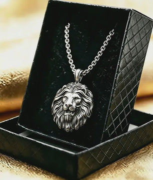 Gouden Leeuwenkop Ketting voor Mannen - Roestvrij Staal Statement Hanger