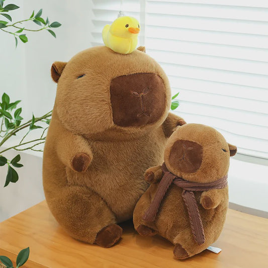 Zachte Capybara Knuffelset: Moeder met 4 Kleintjes - Pluche Dierenkussen