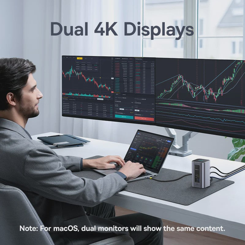 Baseus 12-in-1 USB-C Docking Station: 4K HDMI, Dual Display, RJ45, PD 100W