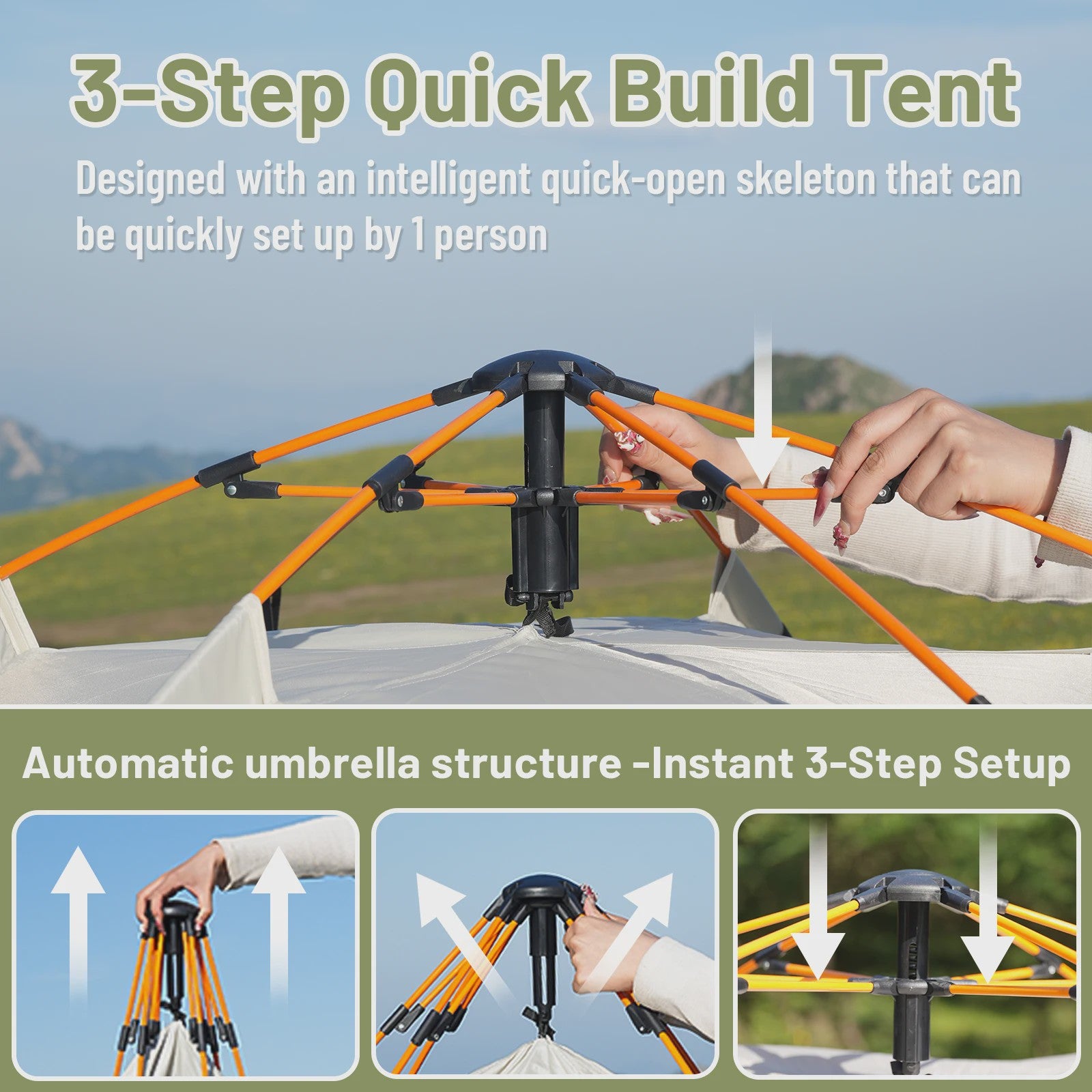Automatische Pop-Up Tent - Snel Opzetten, Regen- en Zonbestendig voor Kamperen & Reizen