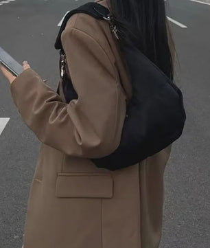 Dames Retro Onderarm Tas - Zwarte Hobo Schoudertas Y2k Stijl