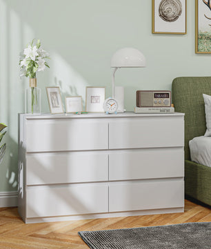 Moderne Commode met 6 Lades - Stijlvolle Slaapkamer Opbergkast (120x39x75 cm)