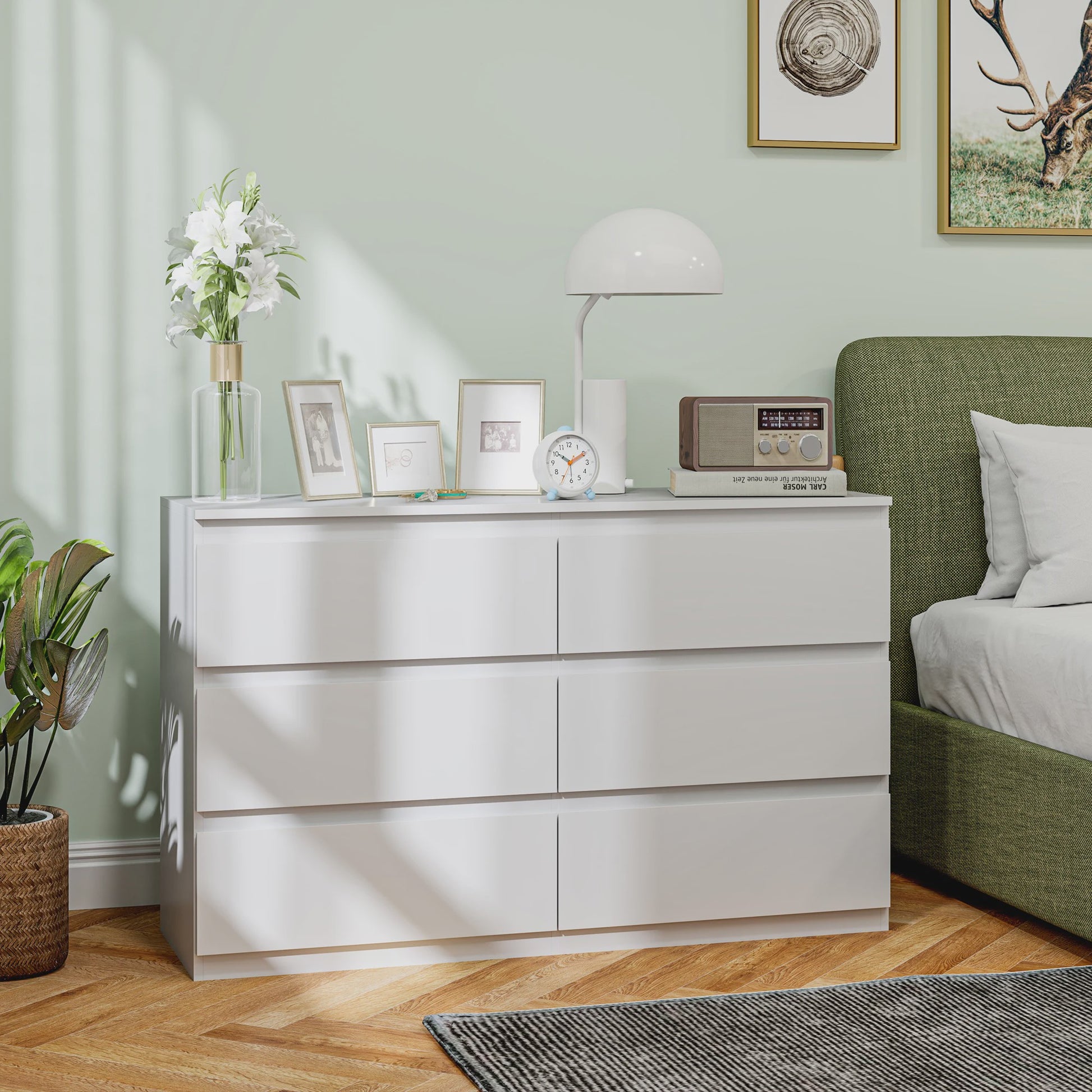 Moderne Commode met 6 Lades - Stijlvolle Slaapkamer Opbergkast (120x39x75 cm)