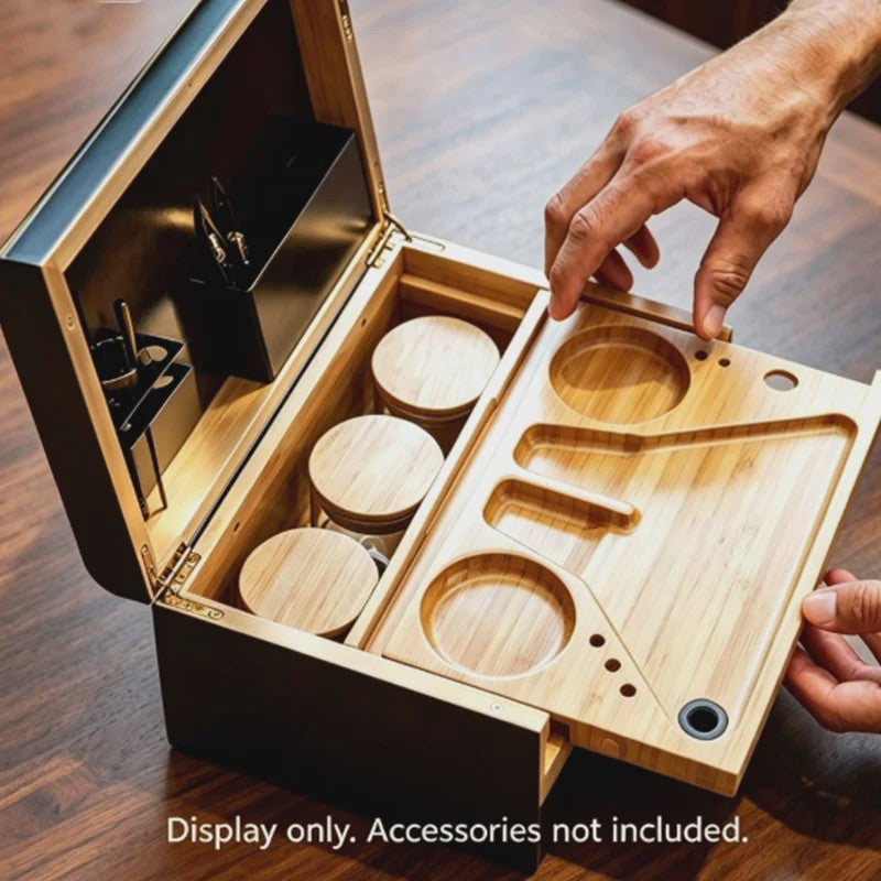 Luxe Houten Opbergdoos met Afneembaar Rolplateau & Geurafsluiting