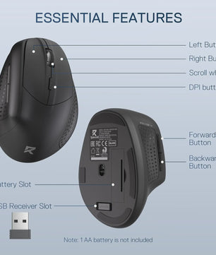 Redragon BM-4033 Verticale Ergonomische Muis - Draadloos, 4000 DPI
