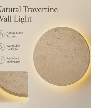 Moderne Wabi Sabi Travertin Wandlamp met LED - Natuursteen Sfeerverlichting