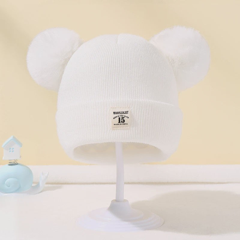 Warme Gebreide Babymuts met Pompon - Winter Beanie voor Jongens en Meisjes