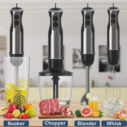 Wancle 4-in-1 Staafmixer met 1000W Motor, 16 Snelheden en Turbo