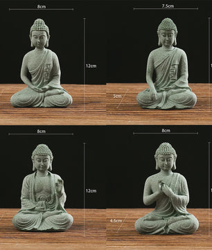 Zittende Buddha Beeldje - Zen Tuindecoratie & Vis Tank Ornament (Resin Steenlook)
