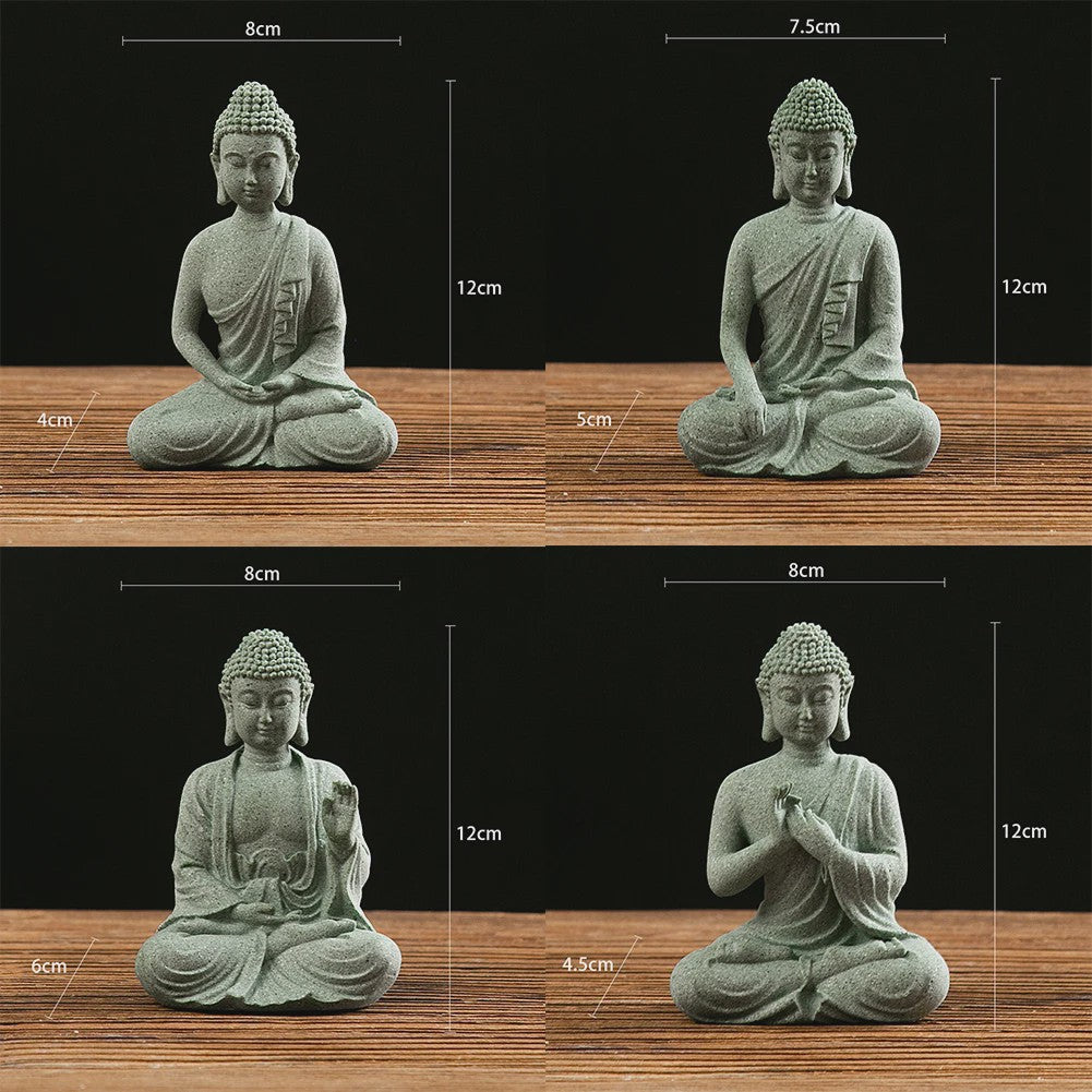 Zittende Buddha Beeldje - Zen Tuindecoratie & Vis Tank Ornament (Resin Steenlook)