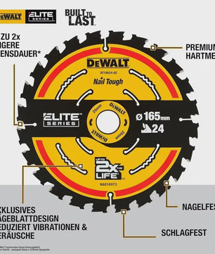 DeWalt DT10624-A9 Cirkelzaagblad 165mm x 20mm, 24T - Voor Houtbewerking & Constructie