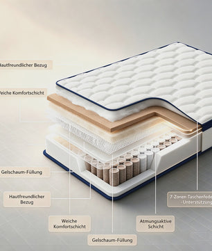 Luvanza 25cm 7-Zone Matras - Orthopedisch, Ademend & Wasbaar