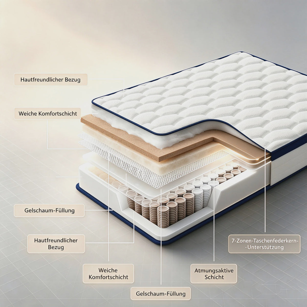 Luvanza 25cm 7-Zone Matras - Orthopedisch, Ademend & Wasbaar