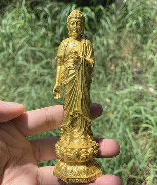 5-inch Gouden Shakyamuni Boeddha Standbeeld - Traditionele Chinese Stijl Decoratie & Cadeau