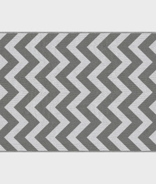 Waterdicht Buitentapijt 121x182cm - Lichtgrijs/Wit Zigzag - Ideaal voor Balkon & Tuin