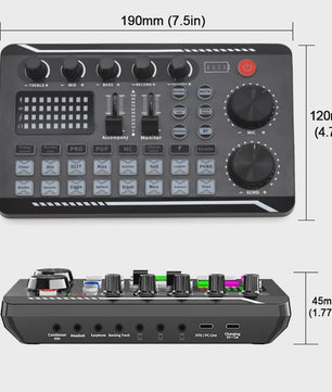 F998 Live Streaming Sound Card: DJ Mixer, Voice Changer & Audio Effecten