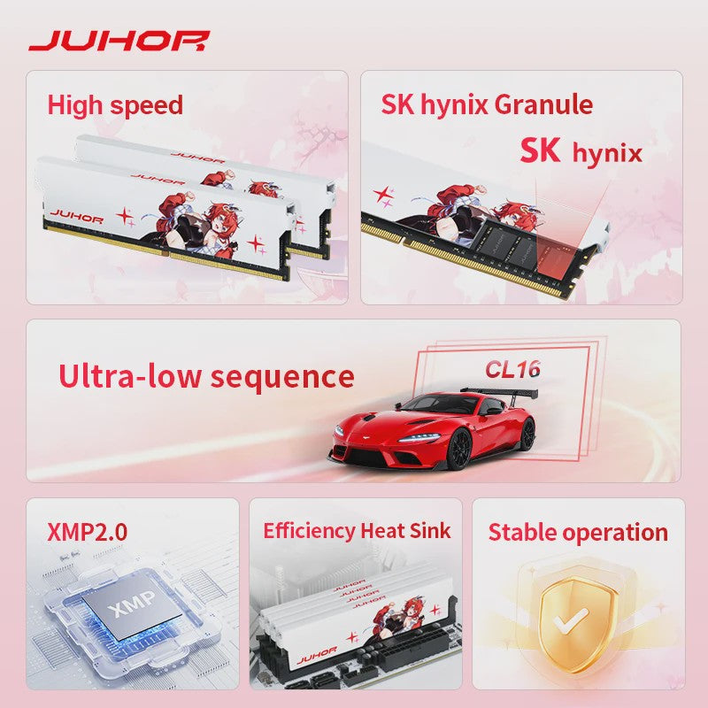 JUHOR DDR4 8GB 3200MHz CL16 Desktop RAM - Hoge Prestaties & Stabiliteit