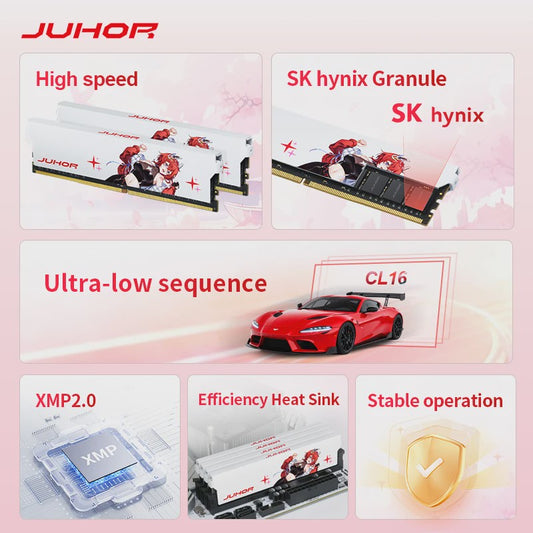 JUHOR DDR4 8GB 3200MHz CL16 Desktop RAM - Hoge Prestaties & Stabiliteit