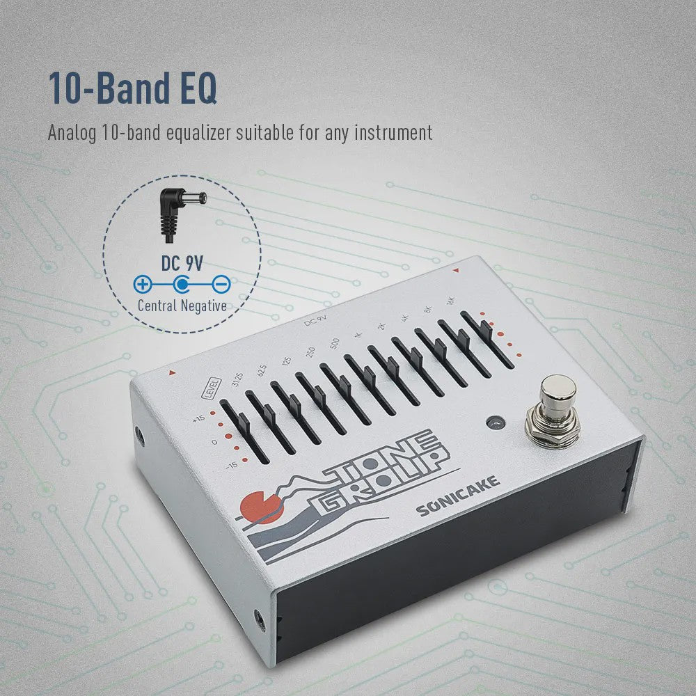 SONICAKE QDS-01 Tone Group 10-Band EQ Gitaar Bas Effectpedaal - 100% Analoog