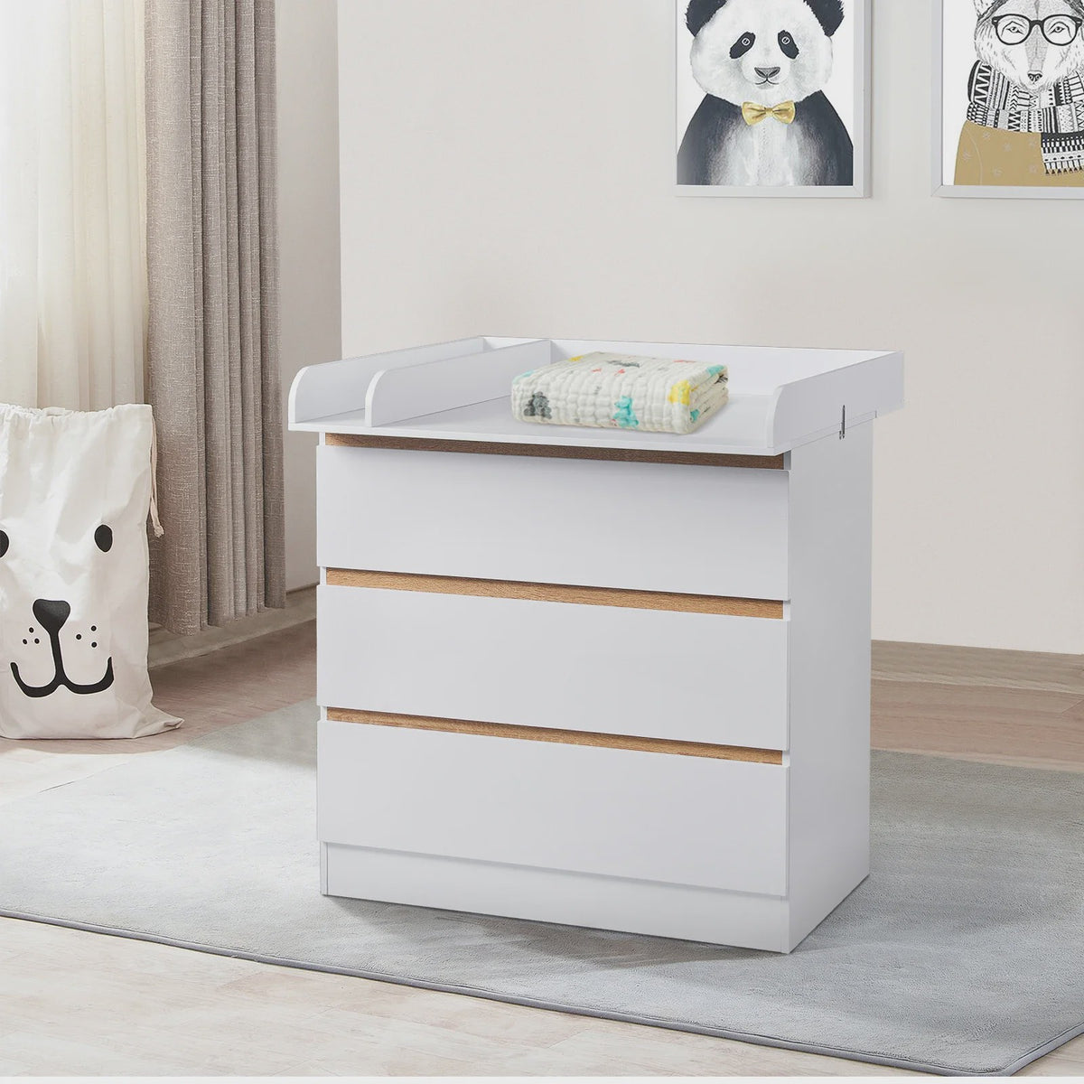 Moderne Commode met 3 Lades - Babykamer Meubel, Nachtkastje & Opbergkast