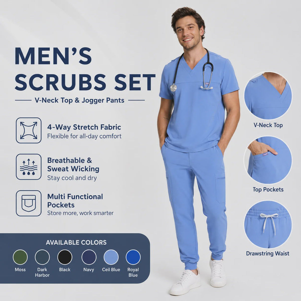 KungFu Scrubs Medisch Werkpak - Ademend, Waterdicht & Antibacterieel (2-delig)