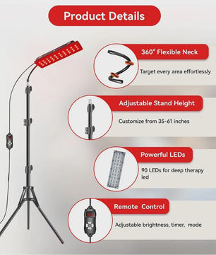 Professionele Roodlichttherapie Lamp 660nm & 850nm voor Huidverzorging en Pijnverlichting
