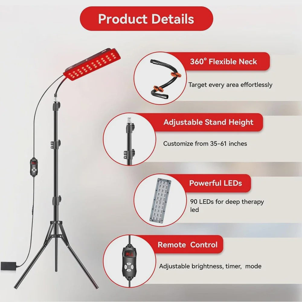 Professionele Roodlichttherapie Lamp 660nm & 850nm voor Huidverzorging en Pijnverlichting