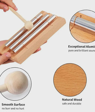 Houten Meditatie Klokkenspel - 1 t/m 7 Tonen, Aluminium Staven, Beuken Houten Basis
